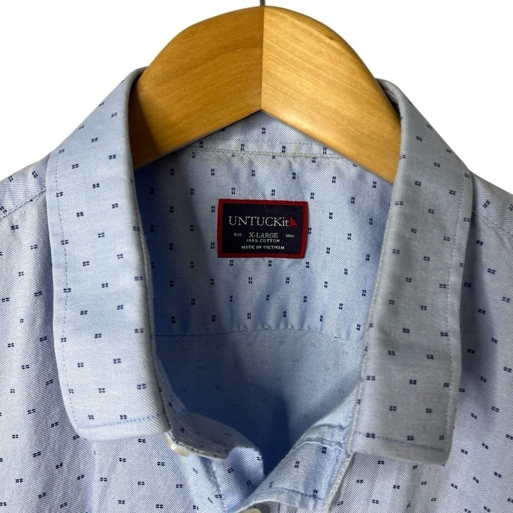 Untuckit Men’s Short Sleeve Button Down Shirt Blue Size XL - Picture 3 of 5